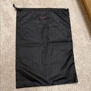 Tumi Black Pinstripe Drawstring Travel Shoe / Laundry Bag 16” x 11”